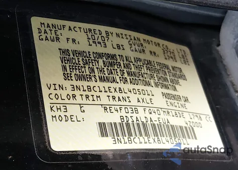 2008 Nissan Versa 1.8S from USA, damaged, VIN 3N1BC11EX8L405011